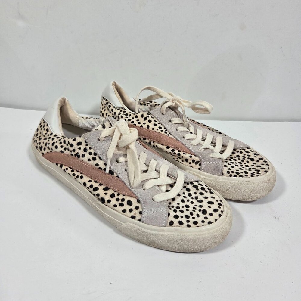 Madewell Sidewalk Sneakers Spotted Calf Hair Leather Size 7 Animal Print Low Top